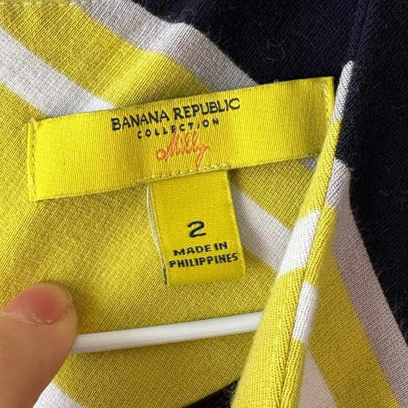 Banana Republic Milly Dress Lime Green/Yellow Ponte Knit Chevron Striped Sz 2 - Picture 4 of 9